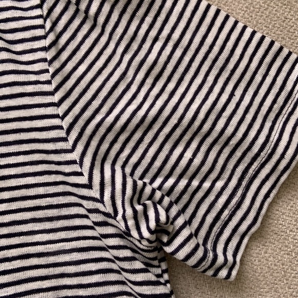 Zara 100% Linen Striped Women’s T-Shirt Large - Picture 3 of 9